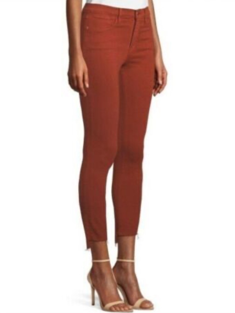 Frame denim red rust Le high skinny ankle jeans raw hem size 26